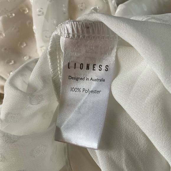 Lioness Legendary Lovers Plunge Dress White Swiss Dot Mini Tie Waist US 4 NWT - Picture 11 of 12